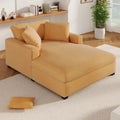 Yellow 53.5-Inch Chaise Lounge Chair with Solid Wood Legs