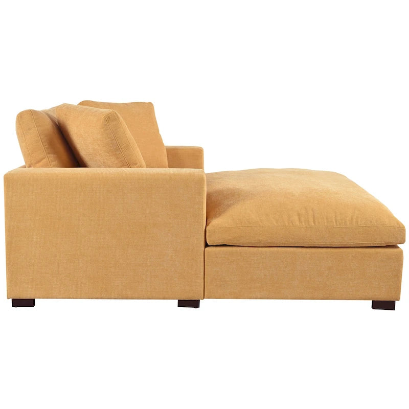 Yellow 53.5-Inch Chaise Lounge Chair with Solid Wood Legs