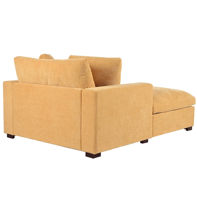 Yellow 53.5-Inch Chaise Lounge Chair with Solid Wood Legs