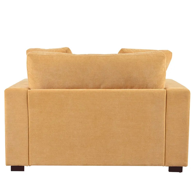 Yellow 53.5-Inch Chaise Lounge Chair with Solid Wood Legs