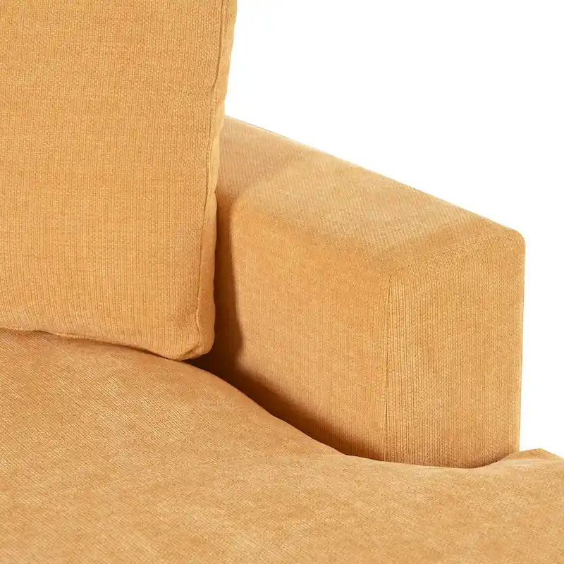 Yellow 53.5-Inch Chaise Lounge Chair with Solid Wood Legs