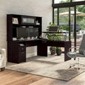 72-Inch L-Shaped Sit-to-Stand Desk with Hutch and File Drawer