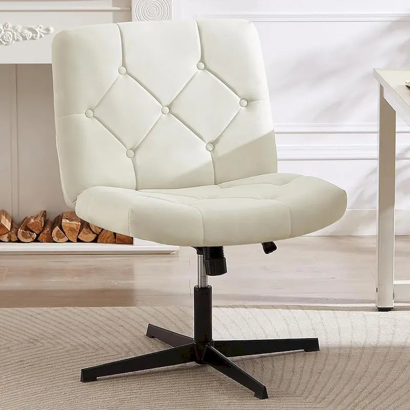 Armless Swivel Office Chair with Padded Seat and Adjustable Height