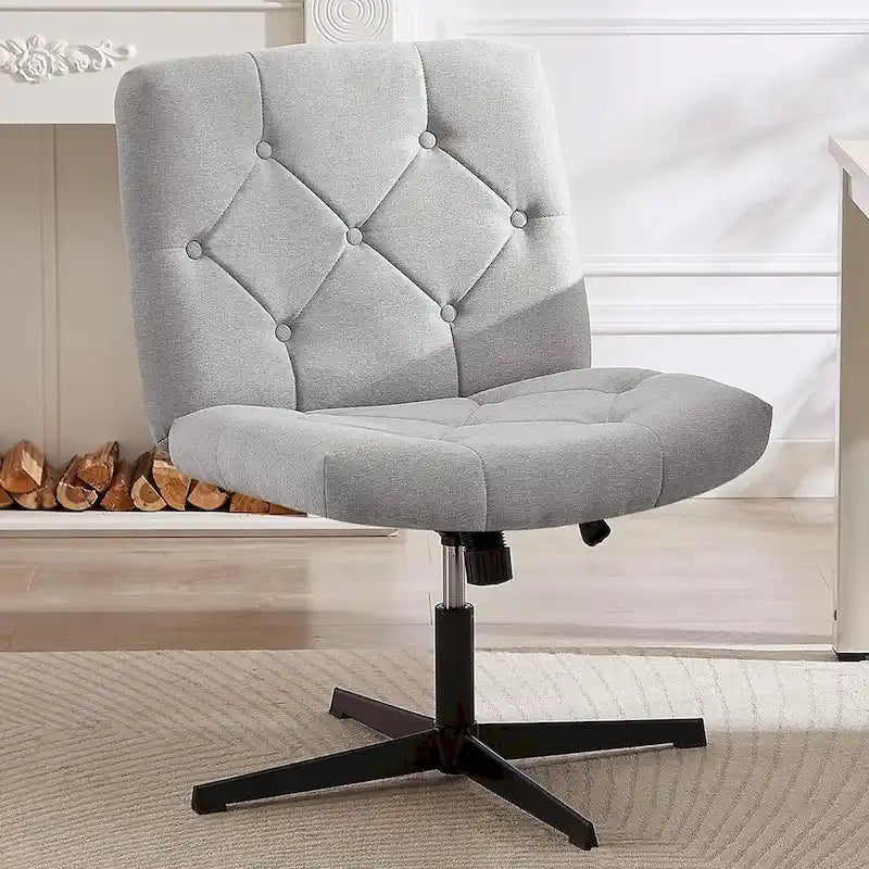 Armless Swivel Office Chair with Padded Seat and Adjustable Height