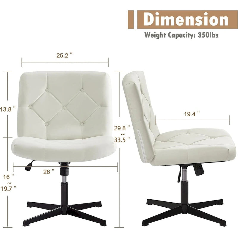 Armless Swivel Office Chair with Padded Seat and Adjustable Height