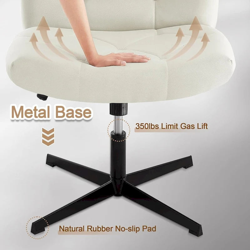 Armless Swivel Office Chair with Padded Seat and Adjustable Height