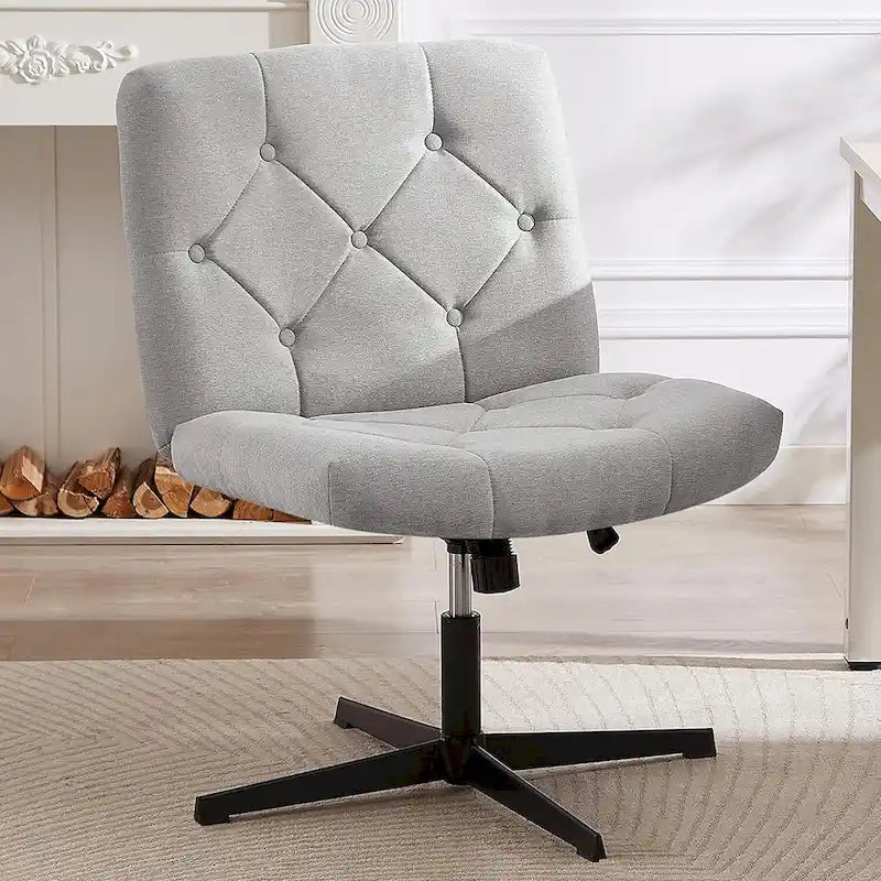 Armless Swivel Office Chair with Padded Seat and Adjustable Height