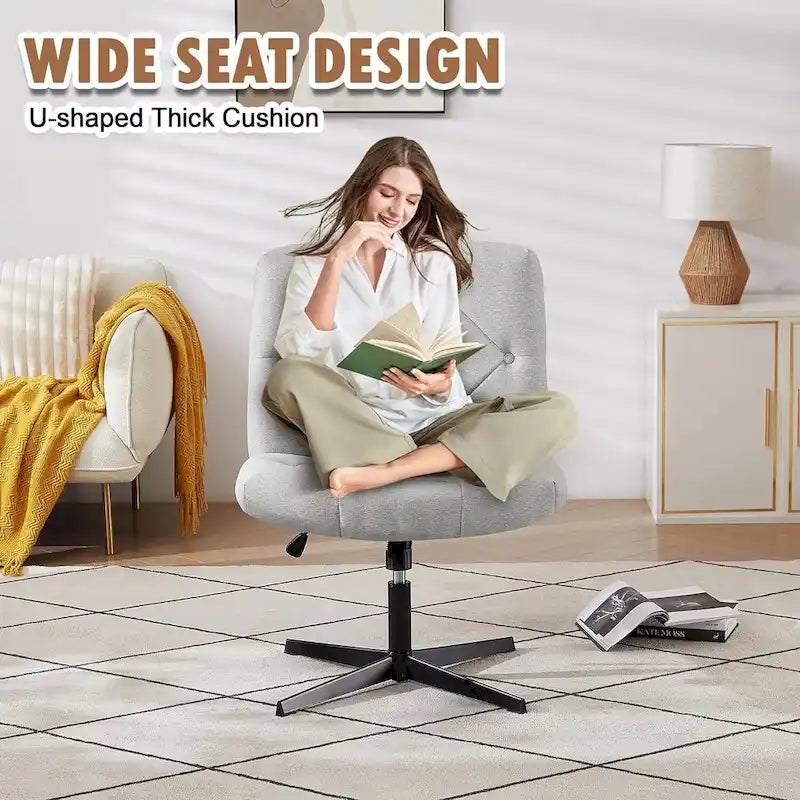 Armless Swivel Office Chair with Padded Seat and Adjustable Height