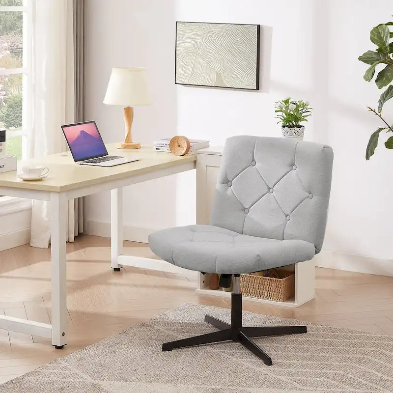 Armless Swivel Office Chair with Padded Seat and Adjustable Height