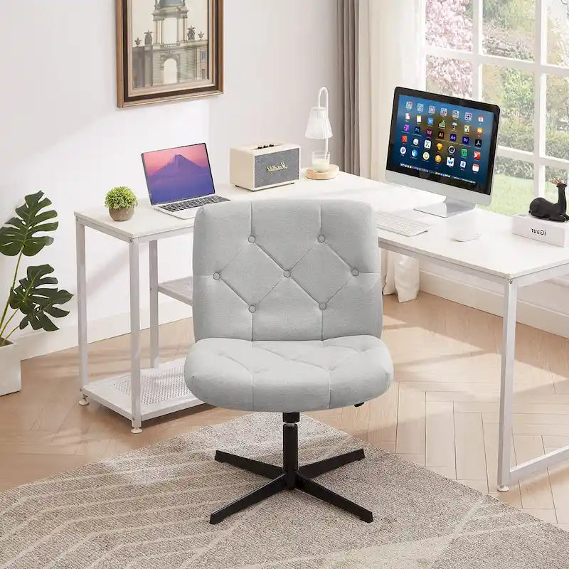 Armless Swivel Office Chair with Padded Seat and Adjustable Height