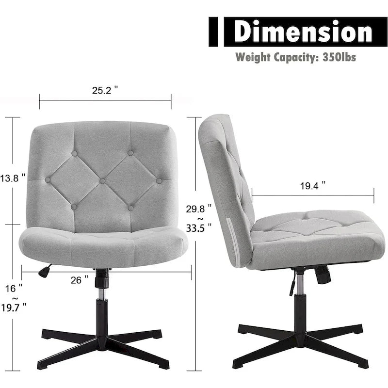 Armless Swivel Office Chair with Padded Seat and Adjustable Height