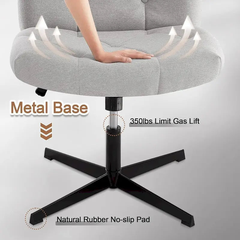 Armless Swivel Office Chair with Padded Seat and Adjustable Height