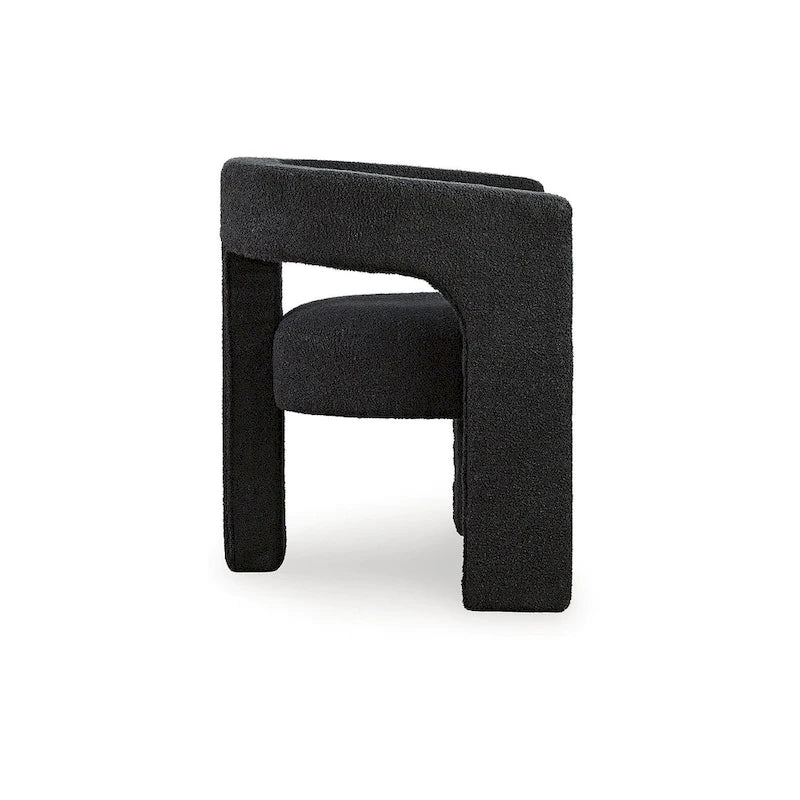 Boucle Fabric Barrel Back Accent Chair with Cutout Detail