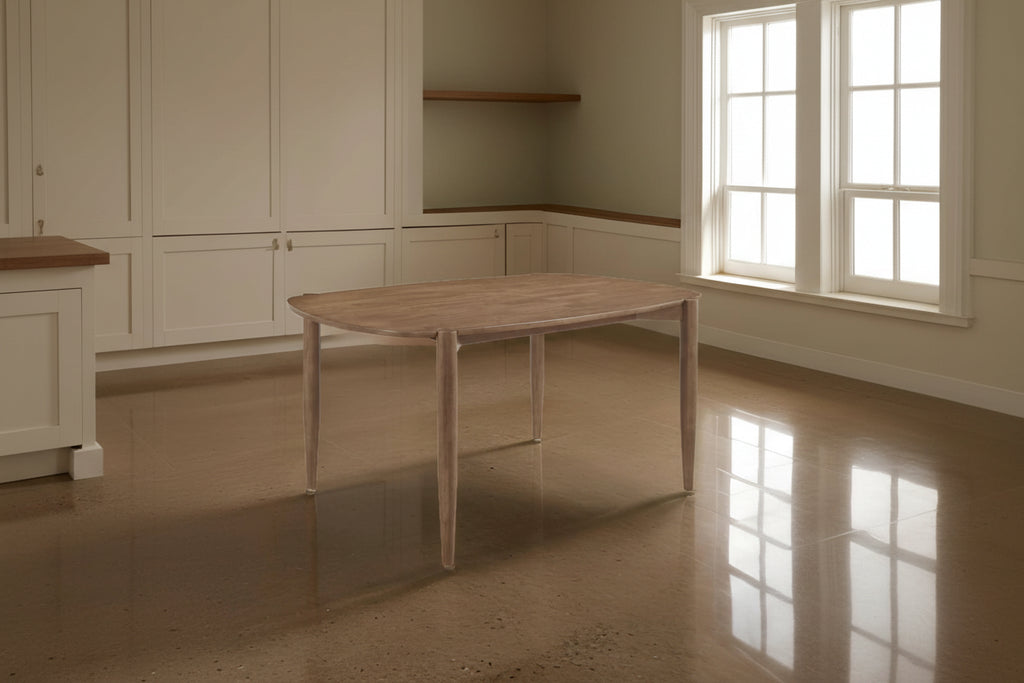 Dora Dining Table, 63 Inch Oval Top, Tapered Legs, Walnut Brown Solid Wood