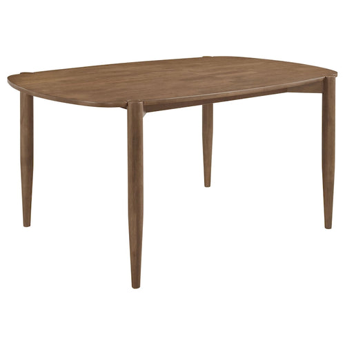 63-Inch Oval Dining Table, Walnut Brown Solid Wood with Tapered Legs