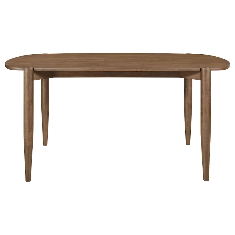 63-Inch Oval Dining Table, Walnut Brown Solid Wood with Tapered Legs