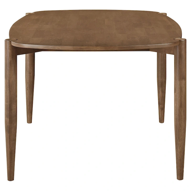63-Inch Oval Dining Table, Walnut Brown Solid Wood with Tapered Legs