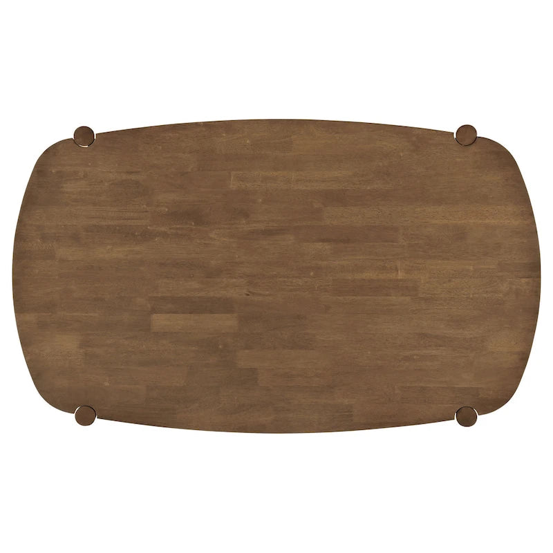 63-Inch Oval Dining Table, Walnut Brown Solid Wood with Tapered Legs