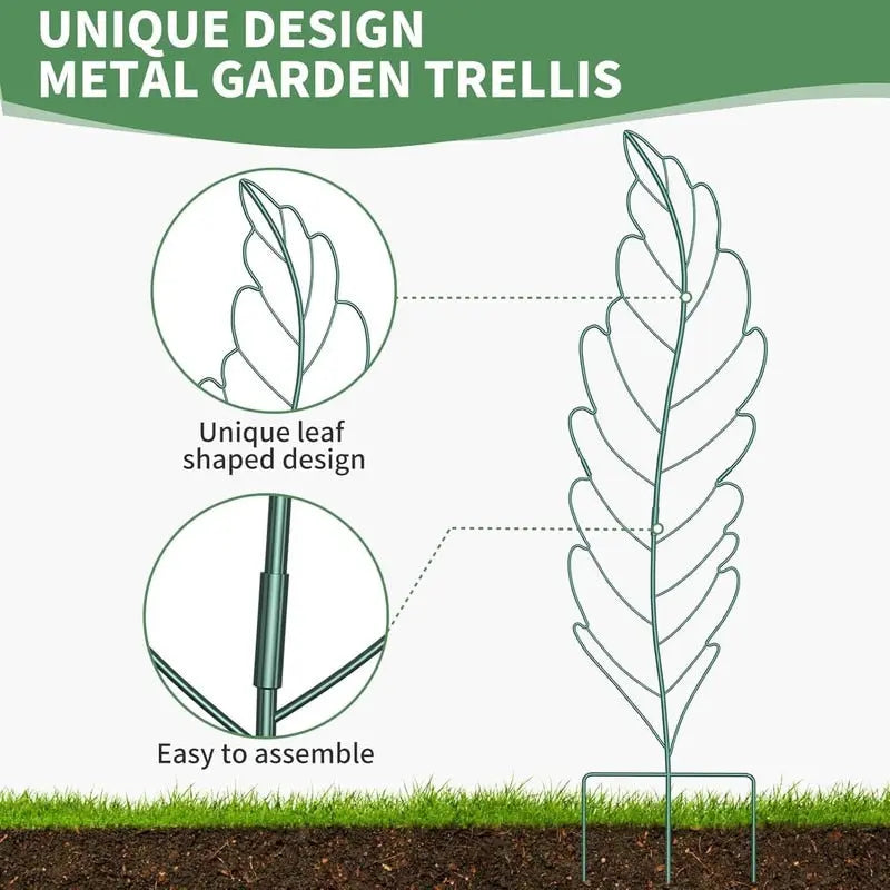 Garden Trellis Panel Set of 4, Decorative Metal Trellis with Hanging Baskets for Climbing Plants