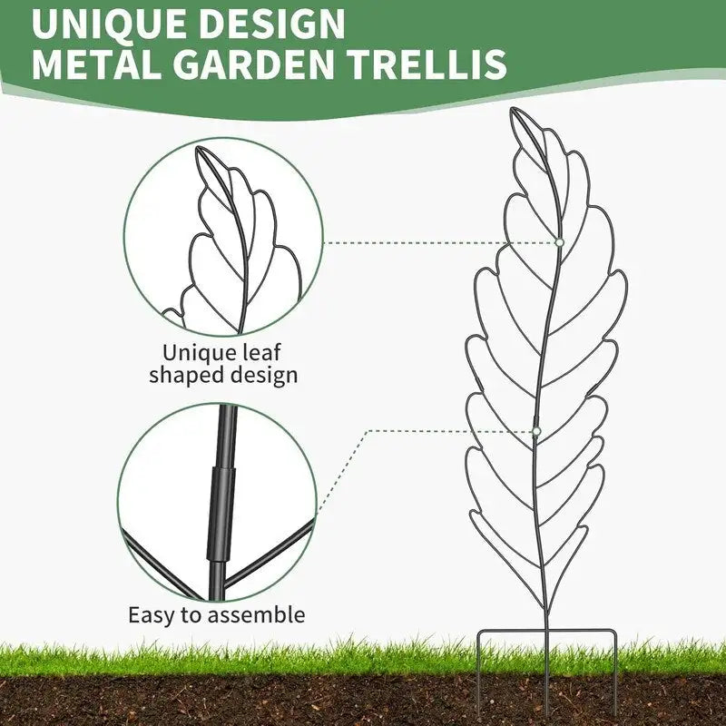 Garden Trellis Panel Set of 4, Decorative Metal Trellis with Hanging Baskets for Climbing Plants