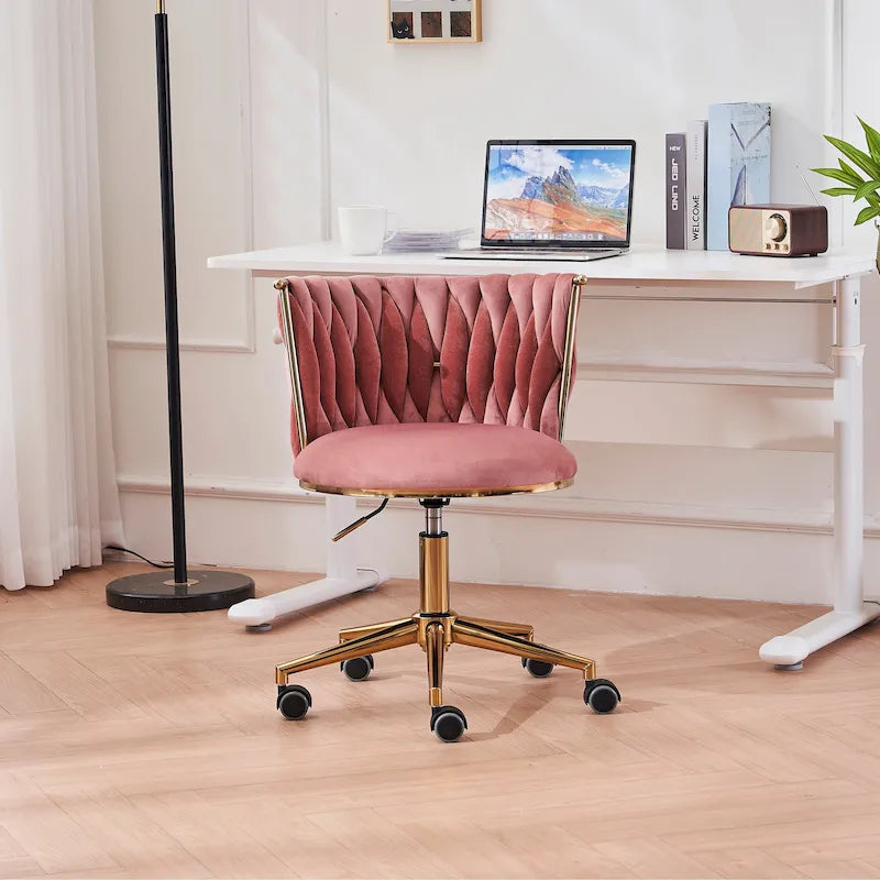 Ergonomic Office Chair with Woven Backrest, Adjustable Height and 360-Degree Swivel
