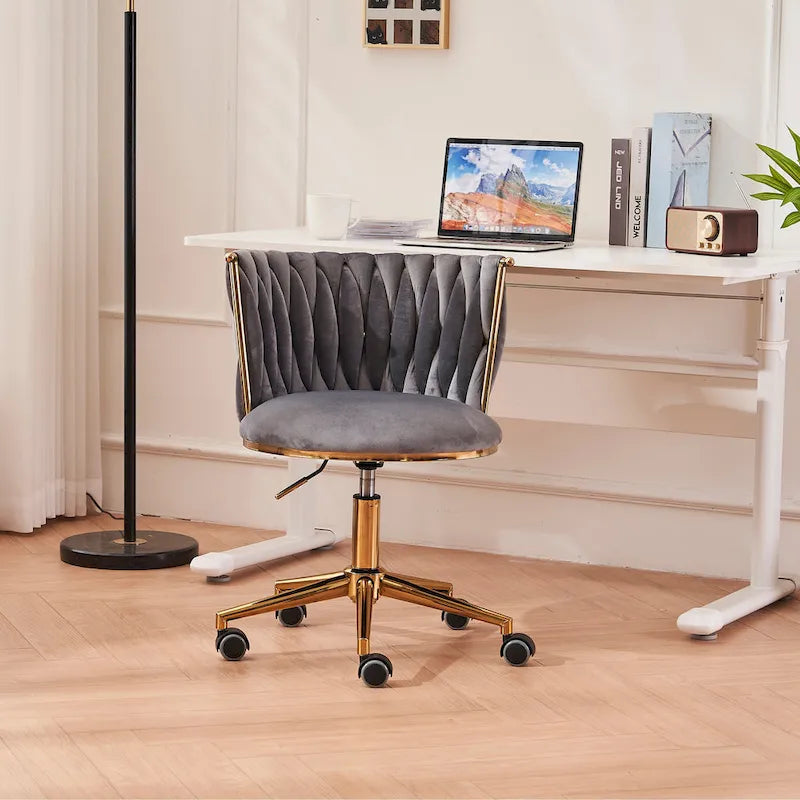 Ergonomic Office Chair with Woven Backrest, Adjustable Height and 360-Degree Swivel