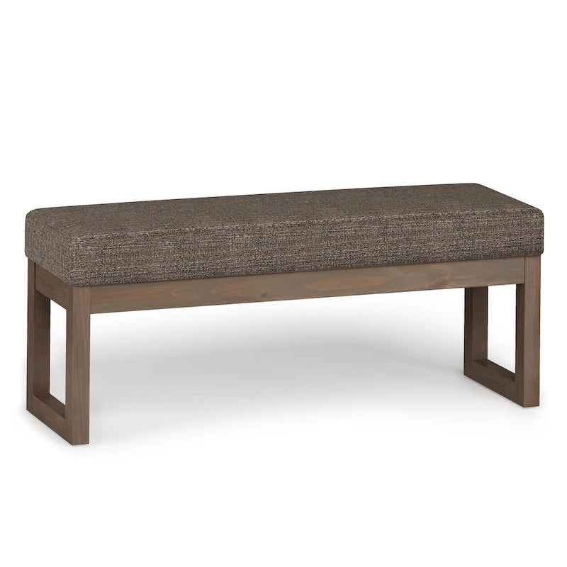 44-Inch Upholstered Faux Leather Ottoman Bench with Solid Wood Base