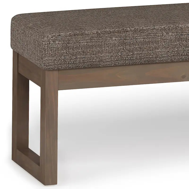 44-Inch Upholstered Faux Leather Ottoman Bench with Solid Wood Base