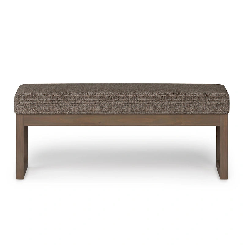 44-Inch Upholstered Faux Leather Ottoman Bench with Solid Wood Base