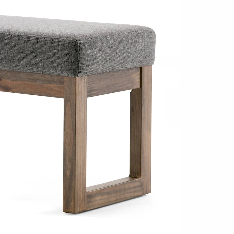44-Inch Upholstered Faux Leather Ottoman Bench with Solid Wood Base