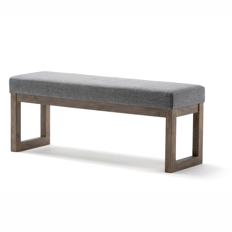 44-Inch Upholstered Faux Leather Ottoman Bench with Solid Wood Base