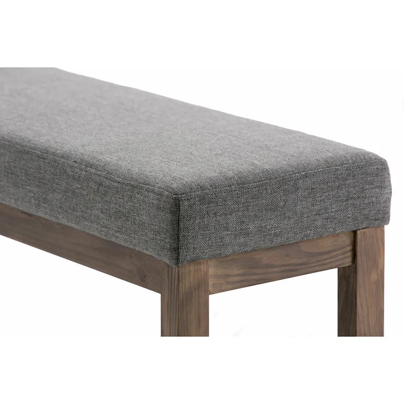 44-Inch Upholstered Faux Leather Ottoman Bench with Solid Wood Base