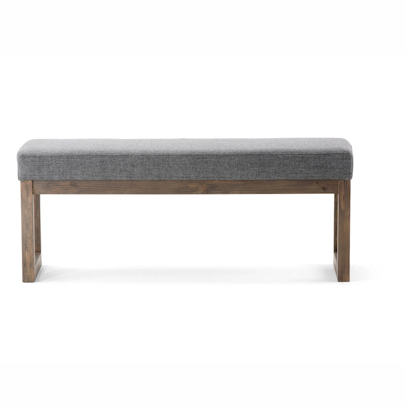 44-Inch Upholstered Faux Leather Ottoman Bench with Solid Wood Base