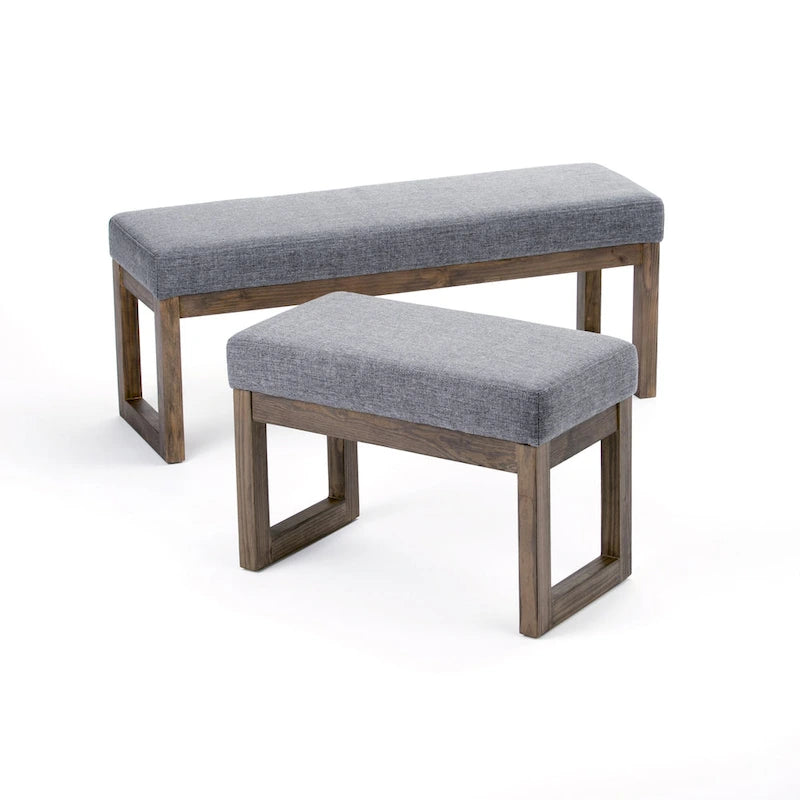 44-Inch Upholstered Faux Leather Ottoman Bench with Solid Wood Base