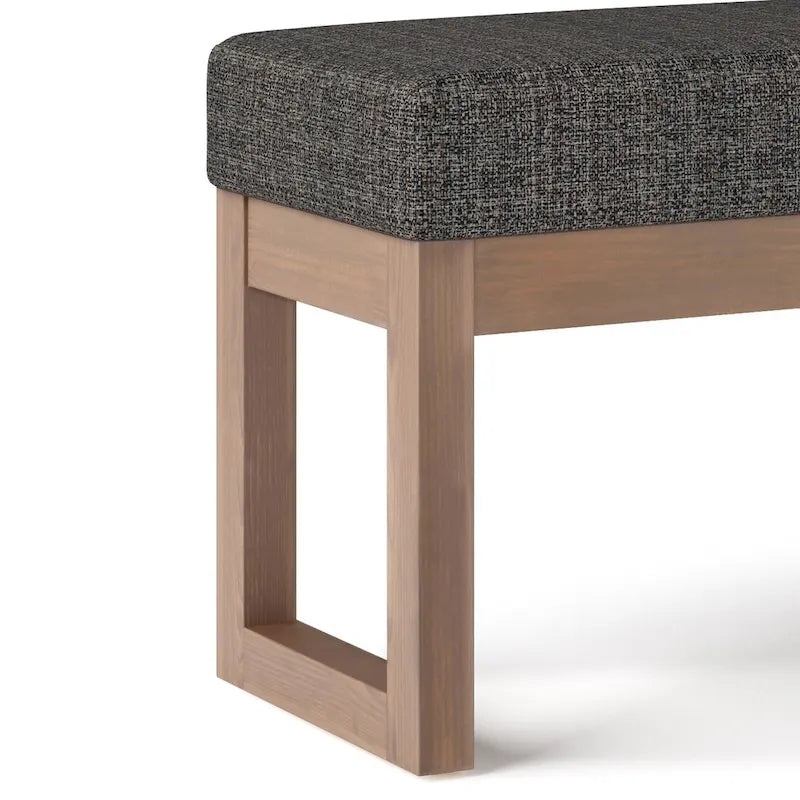 44-Inch Upholstered Faux Leather Ottoman Bench with Solid Wood Base