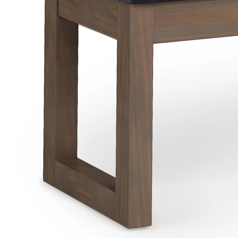 44-Inch Upholstered Faux Leather Ottoman Bench with Solid Wood Base