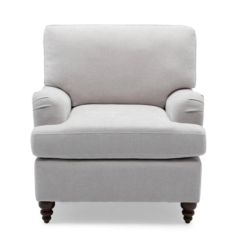 Rolled Arm Accent Chair with Plush Cushion and Solid Wood Legs