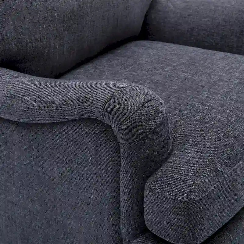 Rolled Arm Accent Chair with Plush Cushion and Solid Wood Legs
