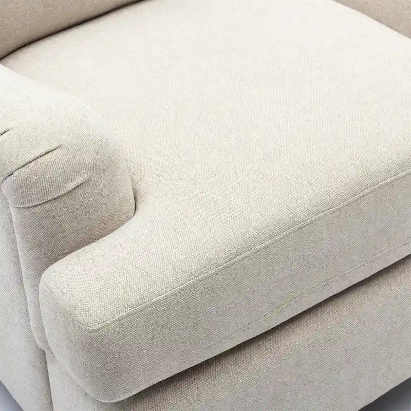 Rolled Arm Accent Chair with Plush Cushion and Solid Wood Legs