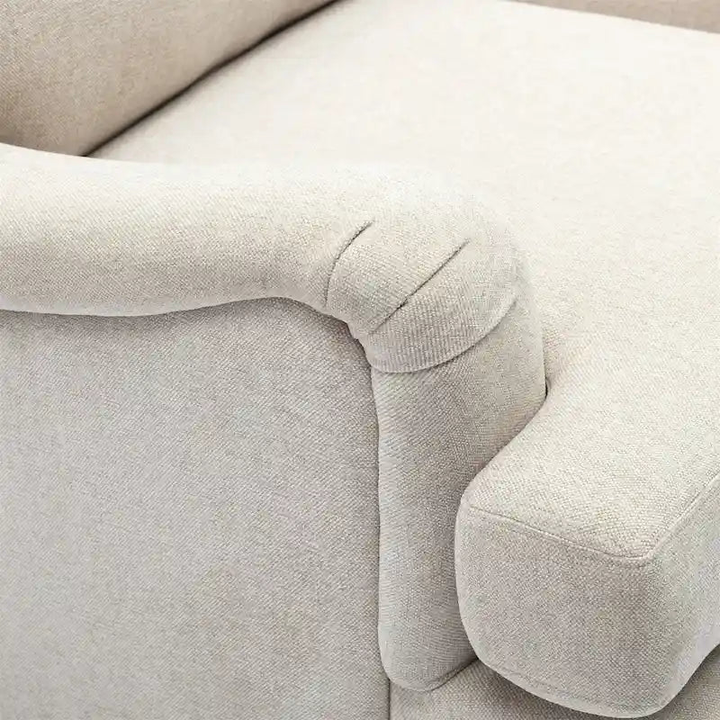 Rolled Arm Accent Chair with Plush Cushion and Solid Wood Legs