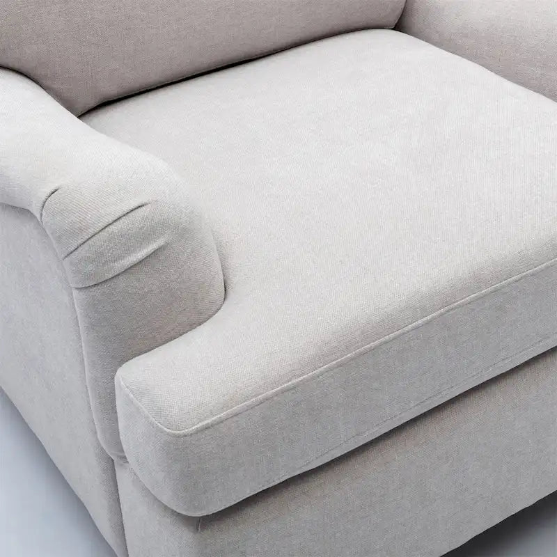 Rolled Arm Accent Chair with Plush Cushion and Solid Wood Legs