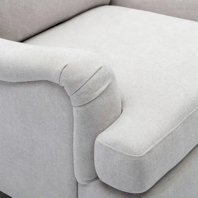 Rolled Arm Accent Chair with Plush Cushion and Solid Wood Legs