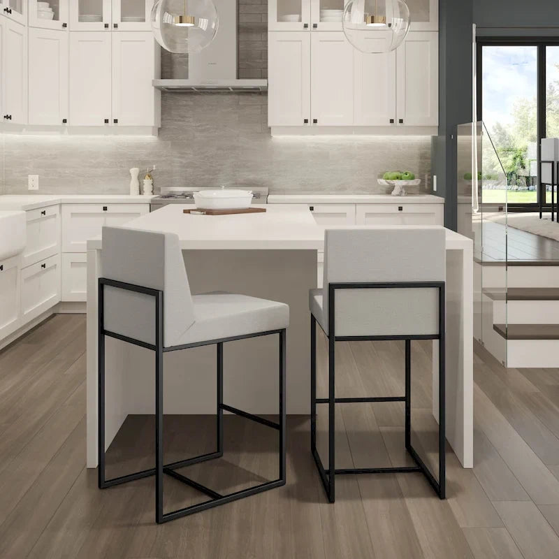 Metal Frame Counter and Bar Stool with Upholstered Seat and Backrest