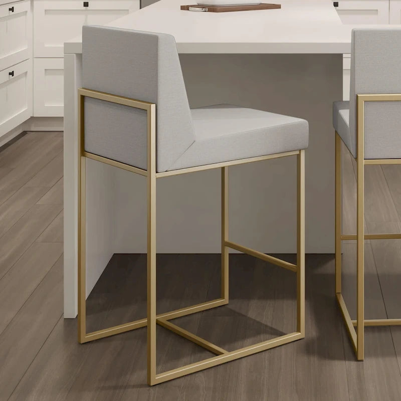 Metal Frame Counter and Bar Stool with Upholstered Seat and Backrest