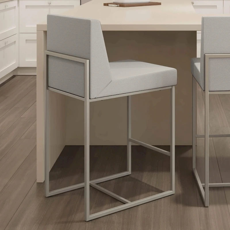 Metal Frame Counter and Bar Stool with Upholstered Seat and Backrest