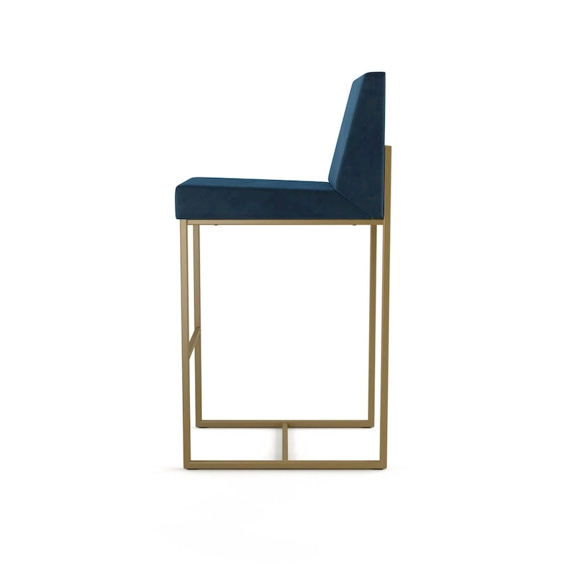 Metal Frame Counter and Bar Stool with Upholstered Seat and Backrest