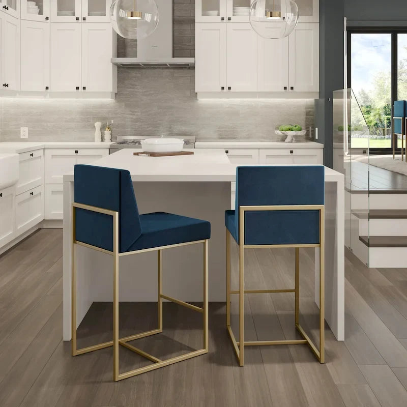 Metal Frame Counter and Bar Stool with Upholstered Seat and Backrest