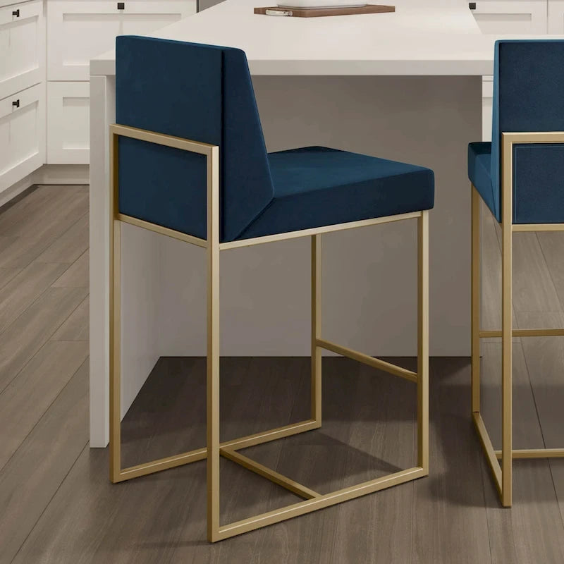 Metal Frame Counter and Bar Stool with Upholstered Seat and Backrest