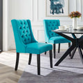 Performance Velvet Button Tufted Dining Chair with Solid Wood Frame, Set of 2