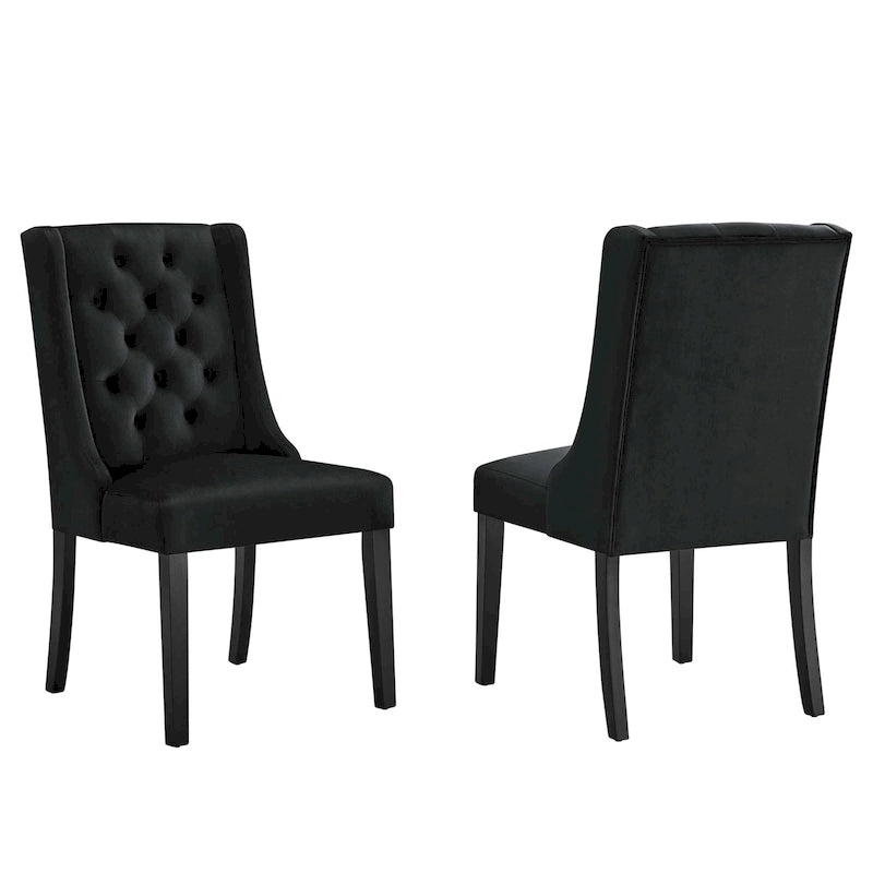Performance Velvet Button Tufted Dining Chair with Solid Wood Frame, Set of 2